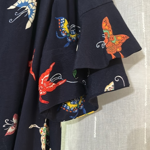 Anthropologie Midi Flutterby Navy Butterfly Dress- M - Picture 5 of 14